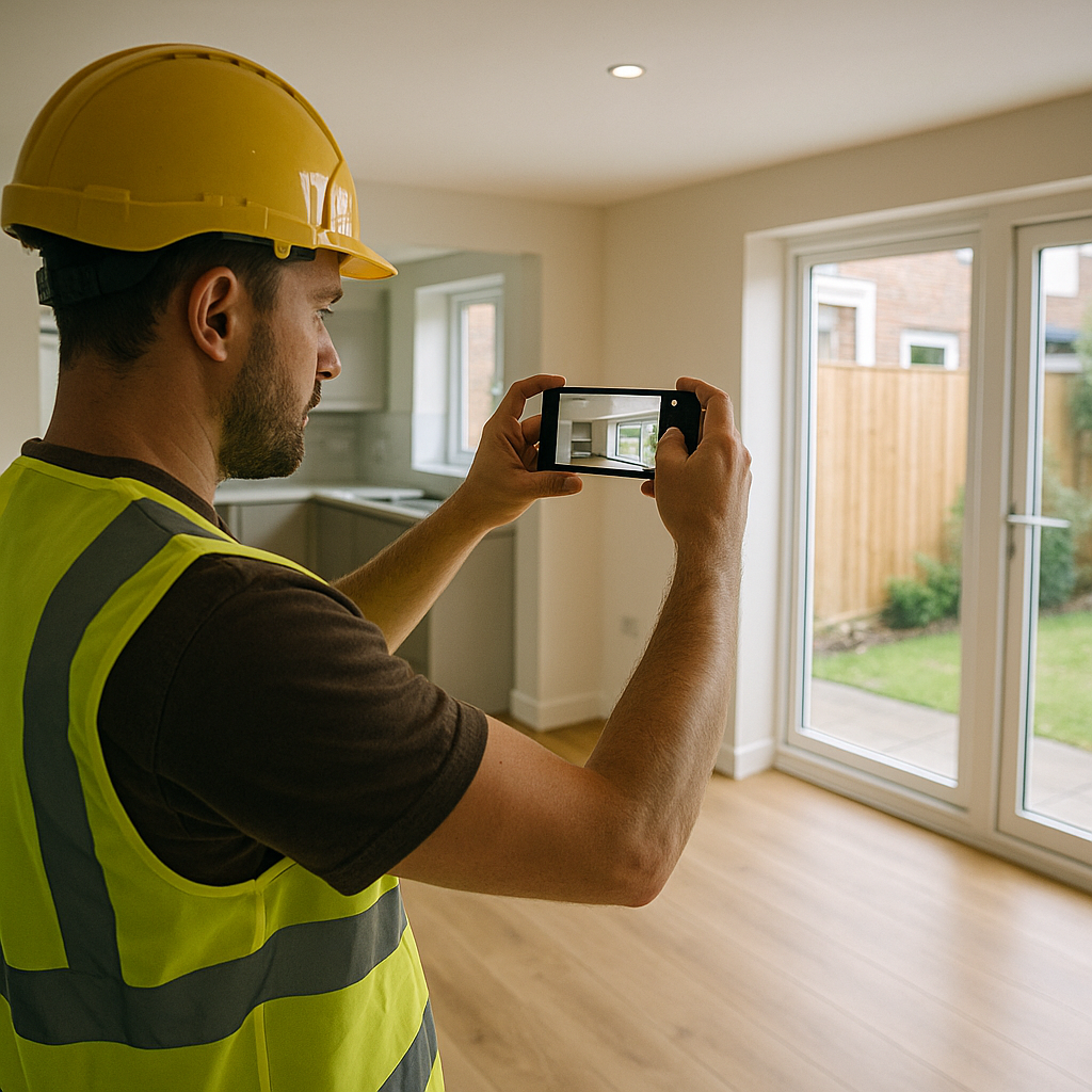 Builder capturing job photos for a website to win more local building work
