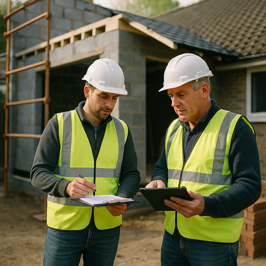 Builders on site estimating time and materials for fixed price work