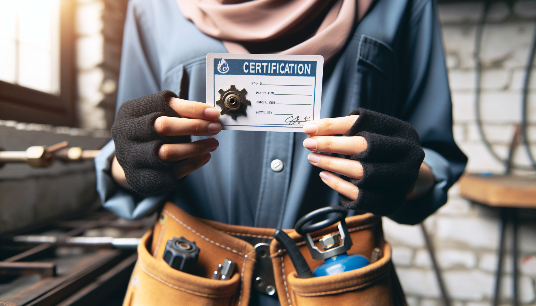 Close-up of trade accreditation card representing verified local trade services in the UK