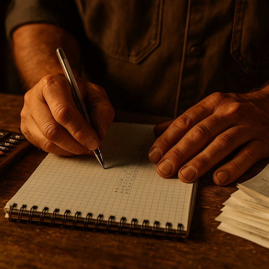 Close-up of financial forecasting notes as part of a business plan for trade business UK