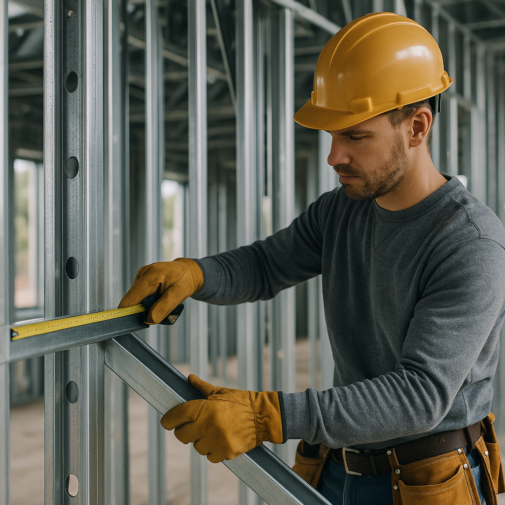 Light gauge steel frame sections used in timber vs steel frame construction UK residential project