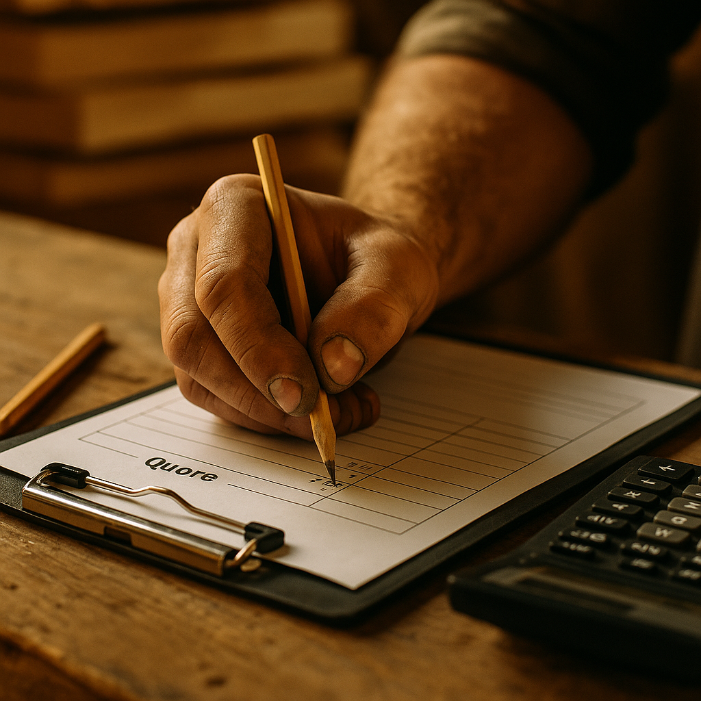 Tradesman adjusting quote to account for rising construction material costs UK